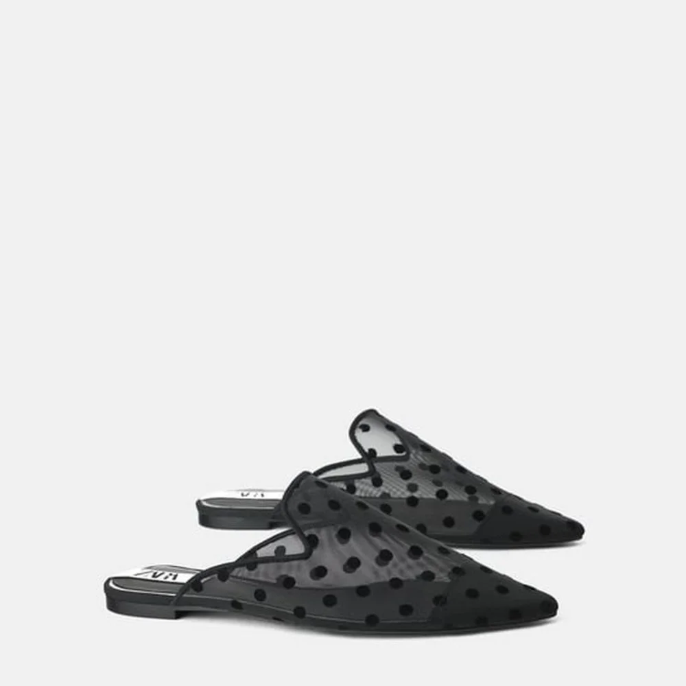 Zara Black Polka Dot Flats - Picture 3 of 7
